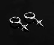 925 Silver Plated Star Dangle Drop Earrings for Men Women