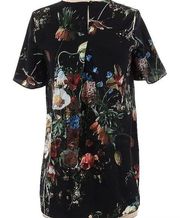 Adam Lippes Black Floral Graphic Short Sleeve Blouse