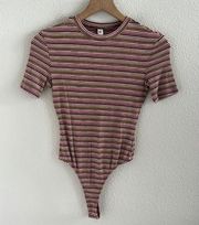 American Apparel Mini Rib Striped Y2K 90s Bodysuit Small