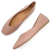 Lucky Brand Alba Ballet Flat in Dusty Mauve Croc Embossed Leather Women’s Sz 9.5