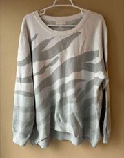Barefoot Dreams Cozychic Ultra Lite Grey Ombre Zebra Print Pullover Size 3X