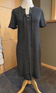 navy striped t shirt dress