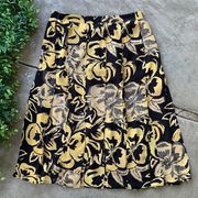 Who What Wear Floral Strips Car Wash Skirt Mustard Yellow Black Size 10