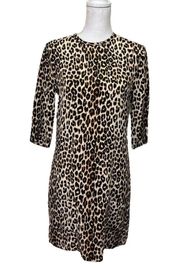 Equipment Femme Womens Aubrey Dress Leopard Print Silk Shift 3/4 Sleeves Size XS