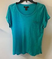 mpany Womens Cap Rolled Sleeve Top Aqua Size M