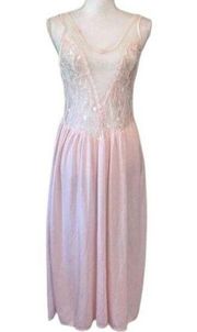 Victoria's Secret Vintage Gold Crown Label Lace & Mesh Pastel Pink Gown Small