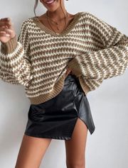 Brown and White Light Sweater