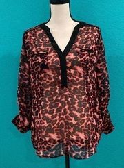 Kut From The Kloth Leopard Popover Blouse in size large