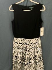 Lauren Ralph Lauren: Black/White floral pattern Dress- 100% cotton- size 10