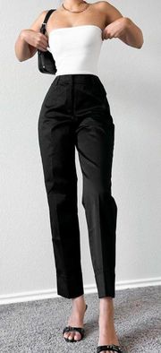 Black Petite Tapered Mid Rise Cropped Pants Trousers Size 6/M