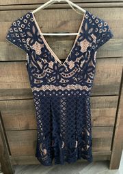 Charolette Russe Navy And Nude Lace dress