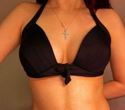 padded black triangle w/ bow bikini top |  | size medium