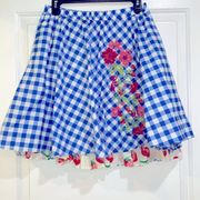 Matilda Jane flare skirt blue checkered floral with petticoat size small