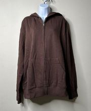 Naked Wardrobe Full Zip The Zipped Up Hoodie Jacket Chocolate Brown Large NEW