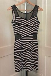 Body central size small black and white mesh cutout dress