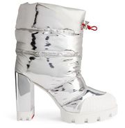Christian Louboutin Oriona Lug Puffer Boots 100 in Silver