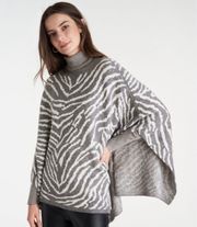 Women's Gray Zebra Print Wool Blend Poncho
