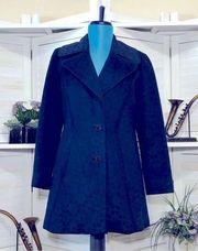 Vintage 90s Y2K navy blue cotton blend long pea coat hip length sz M