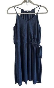 Collective Concepts Navy Polka Dot Sleeveless Dress with Tie Waist - Size S