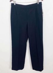 Le Suit Black Side Zip Wide Leg Pleated Front Business Dress Pants Size 10 NEW