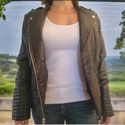 Michael Kors Black Leather Side Zip Moto Jacket Women's. Amazing Condition