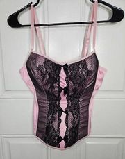 Sexy Little Things Size Large Pink Satin Corset Bustier Lace