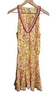 Poupette St Barth Agathe Printed Halter Neck Mini Dress Yellow Size XS