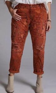 Pilcro Slim Boyfriend Crop Jeans in Burnt Orange Print