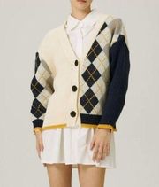 Storets Poppy Block Cardigan in Black & Ivory