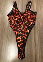 Hot Flames Sexy Sheer Thong Bodysuit/One Piece