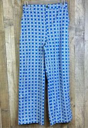 Wild Fable Medium Blue & White Floral Square Print Wide Leg Pull-On Pants