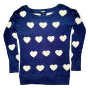 Express Mohair Knit Heart Patterned Oversized Relaxed Fit Crewneck Sweater Small