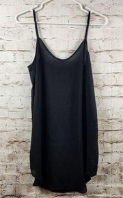 Krisa Black Slip Dress Sleeveless Small Semi Sheer