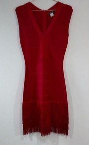 Venus Bandage Fringe Dress Scarlett Red Womens Size 4