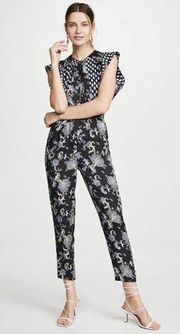 Rebecca Taylor Paisley Printed Jumpsuit in Black 12 Womens Floral Dressy Outfit