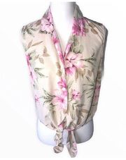 Silks by Bill Blass Jeanswear Pure Silk Vintage Floral Tie Front Shirt