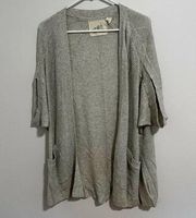 Angel of the North Anthropologie Gray Short Sleeve Open Front Cardigan Medium