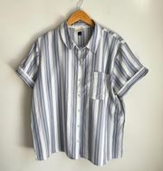 Universal Thread Striped  button down shirt blue/white XL