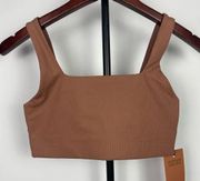 Girlfriend Collective Brown Ribbed Square Neck Tommy Sports Bra