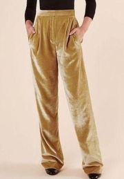 REFORMATION Wes velvet wide-leg pants in chestnut gold sz 2