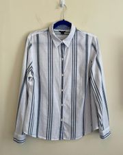 White Striped Button Down Top