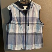 Christopher & Banks plaid vest with hood