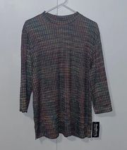 NWT BonWorth Mock Neck Stretch Top 3/4 Sleeve Multicolored Women’s XL