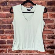 New York & Company Sage Green Sleeveless V-Neck Tank Top Women's Size Small