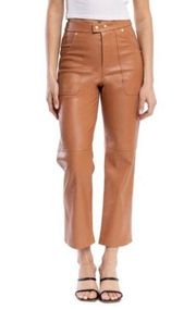 NEW Blank NYC Baxter Ribcage Straight Leg Faux Leather Pants Tan Brown 28 NWT