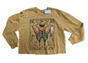 NWT Zoe & Liv  Large Let The Universe Guide You Sweatshirt Amber Gold Butterfly