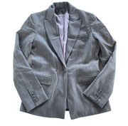 Elie Tahari Blazer Womens 4 Grey Purple Interior Single Button Pinstripe Jacket