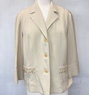 Tan Beaded Blazer Jacket Size 14