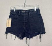 GRLFRND The helena high rise cut off black denim shorts size 24