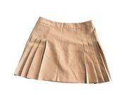 ASOS Mini Skirt Pleated Womens Size 8 length 15 inch Beige Side Zip Button